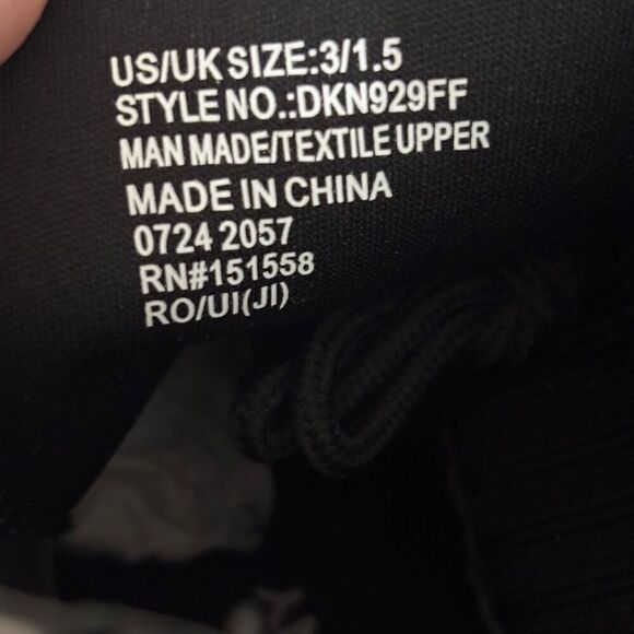 DKNY Black Faux Leather Crystal Side Zip Combat Boots Youth Girls Size 3 New - Picture 5 of 11